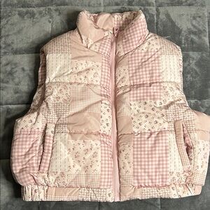 Pink Patchwork Puffer Vest